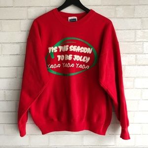 Vintage Ugly Christmas Sweater 90’s Red Crew Neck